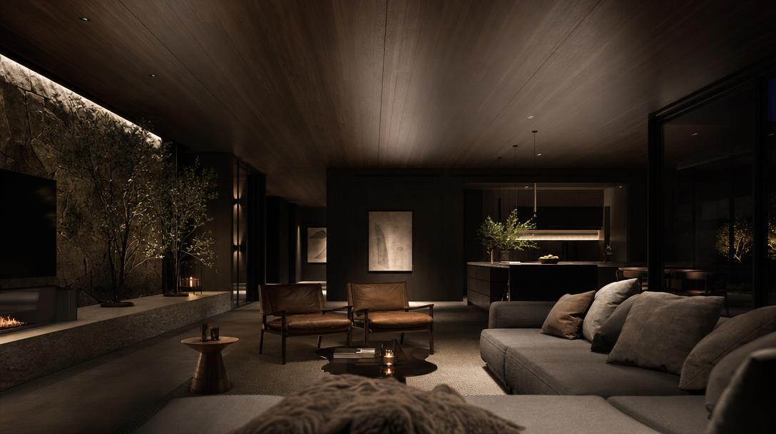 Open-plan living space with zoned climate